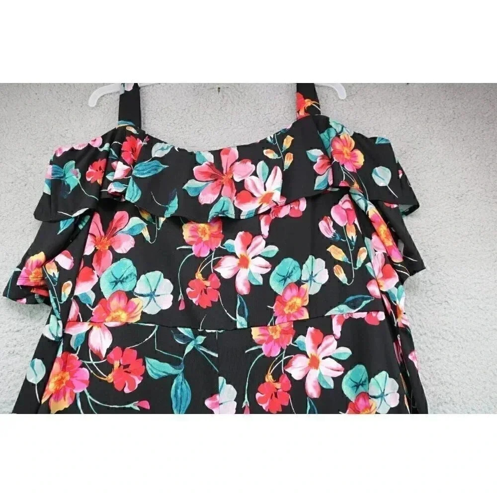 Catherines Summer Silky Flowy Black & Floral  Dress-Size 2XL - Picture 8 of 9